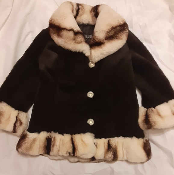Girl's Michaela Chinchilla Coat - Picture 1 of 4